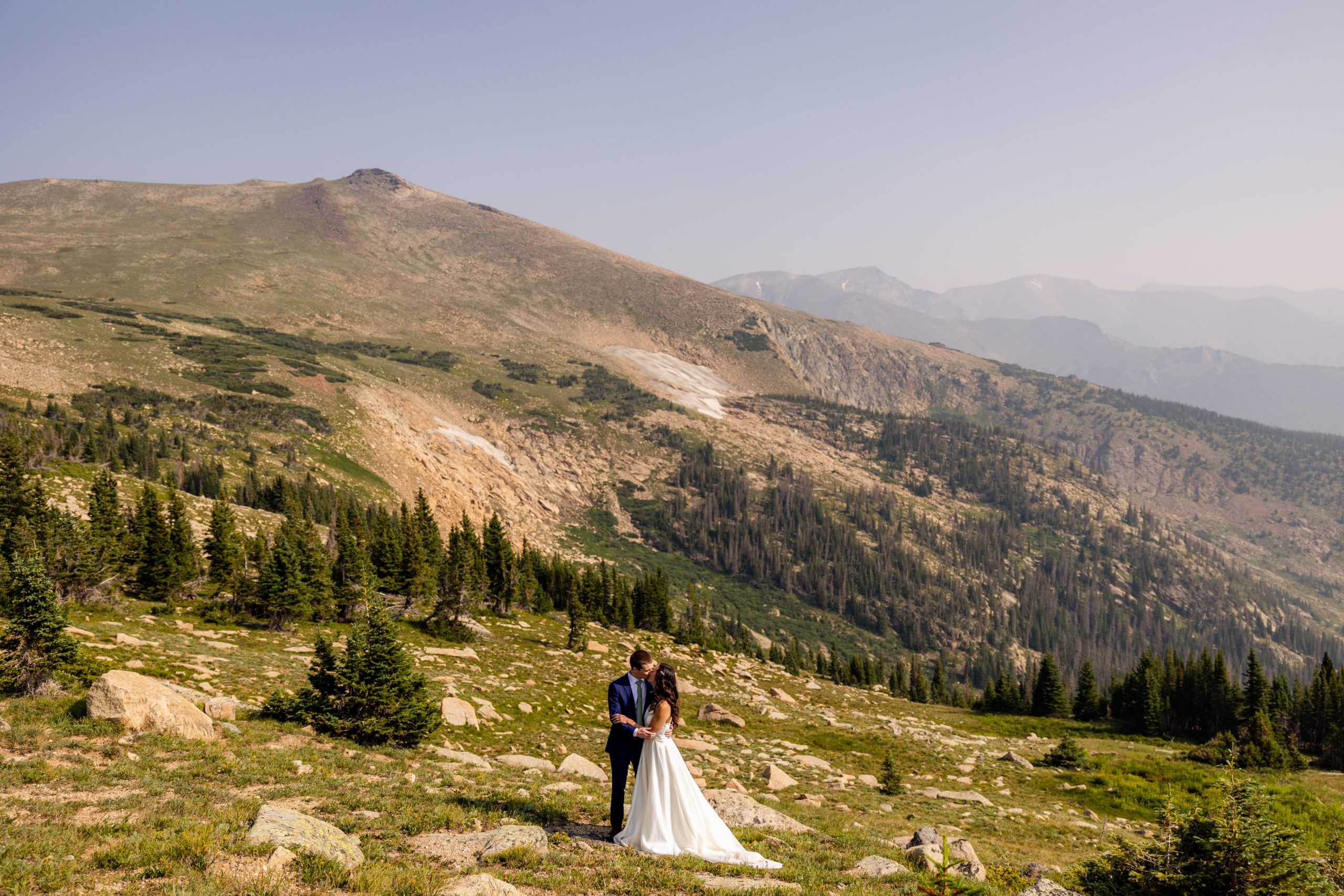 Elopement in Rocky Mountain National Park Colorado with portraits on Old Fall River Road and Trail Ridge Road