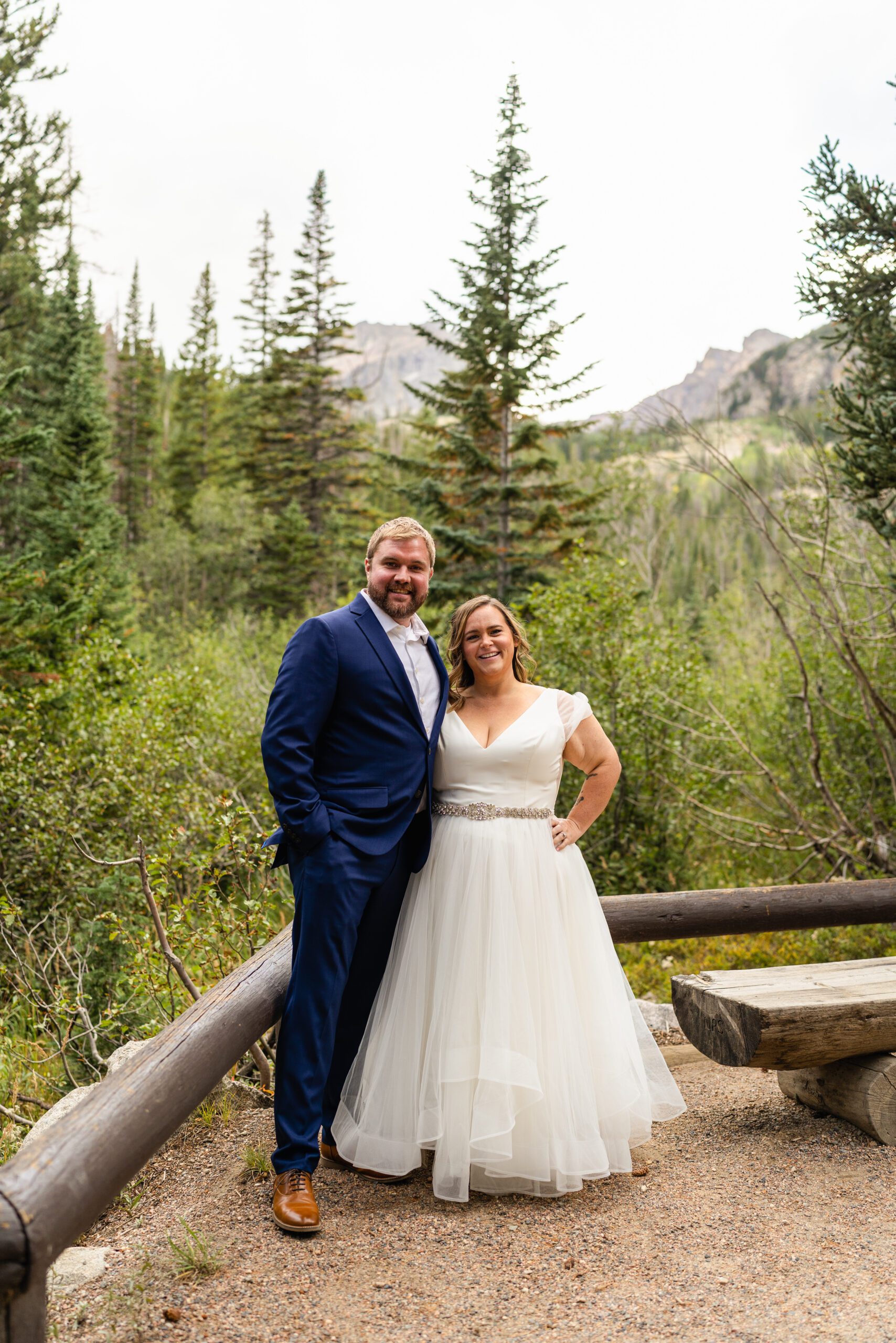 the bride and groom smiling at their Bear Lake elopement. 