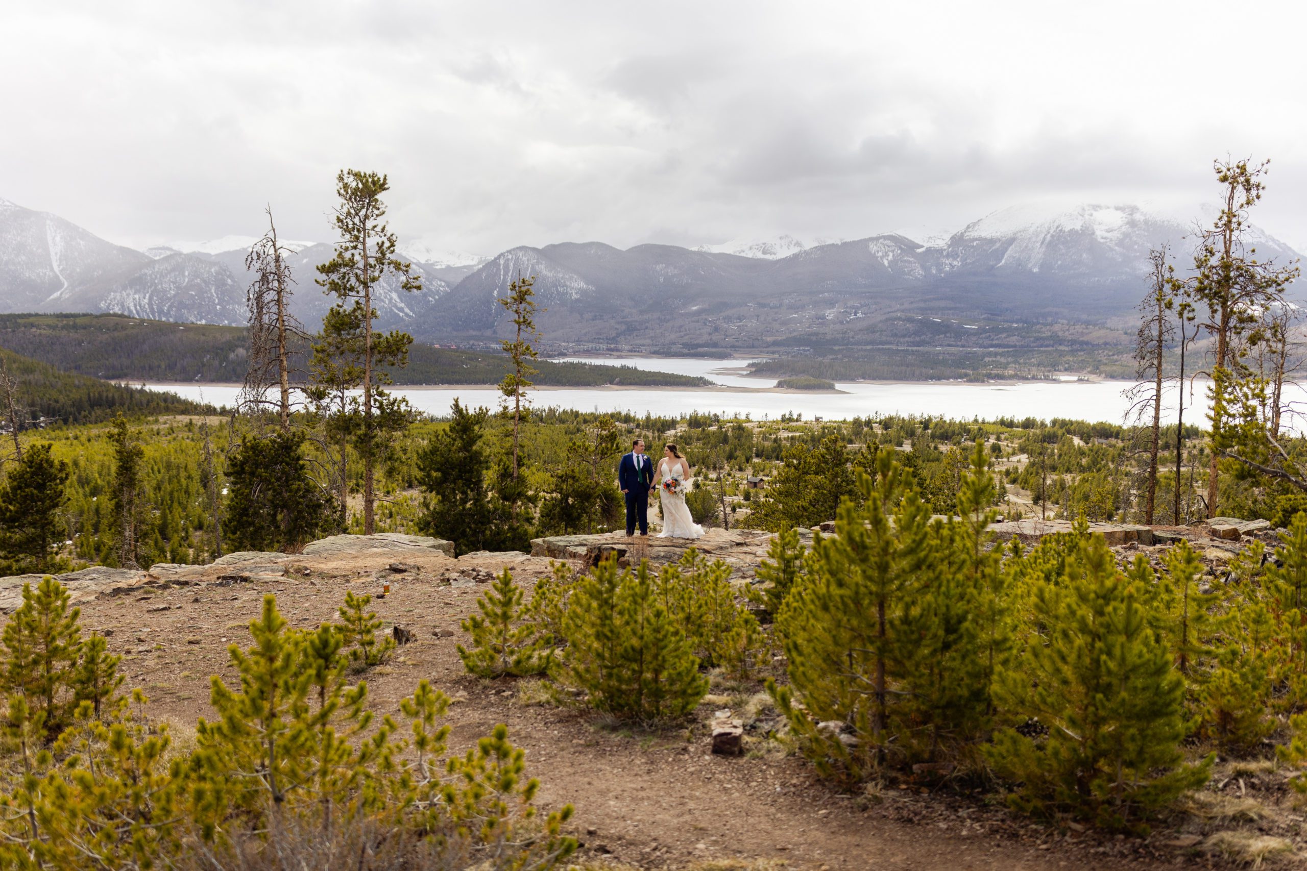 A beautiful shot of the bride and groom at loveland pass before their Sapphire Point Elopement.