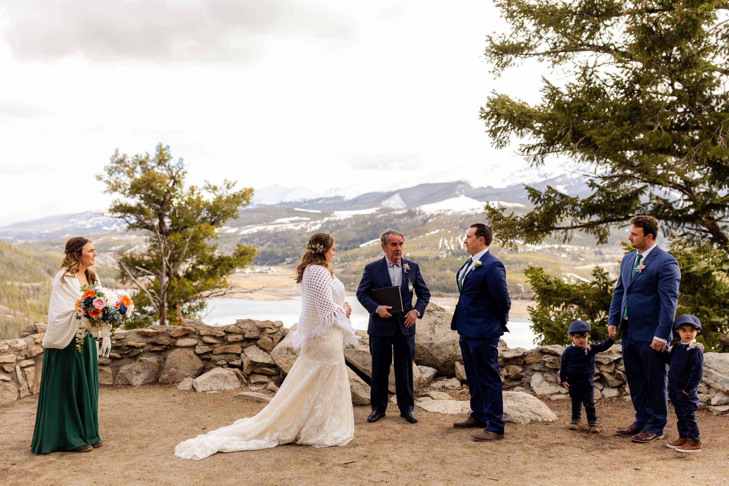 The bride and groom during their Sapphire Point Elopement ceremony. 