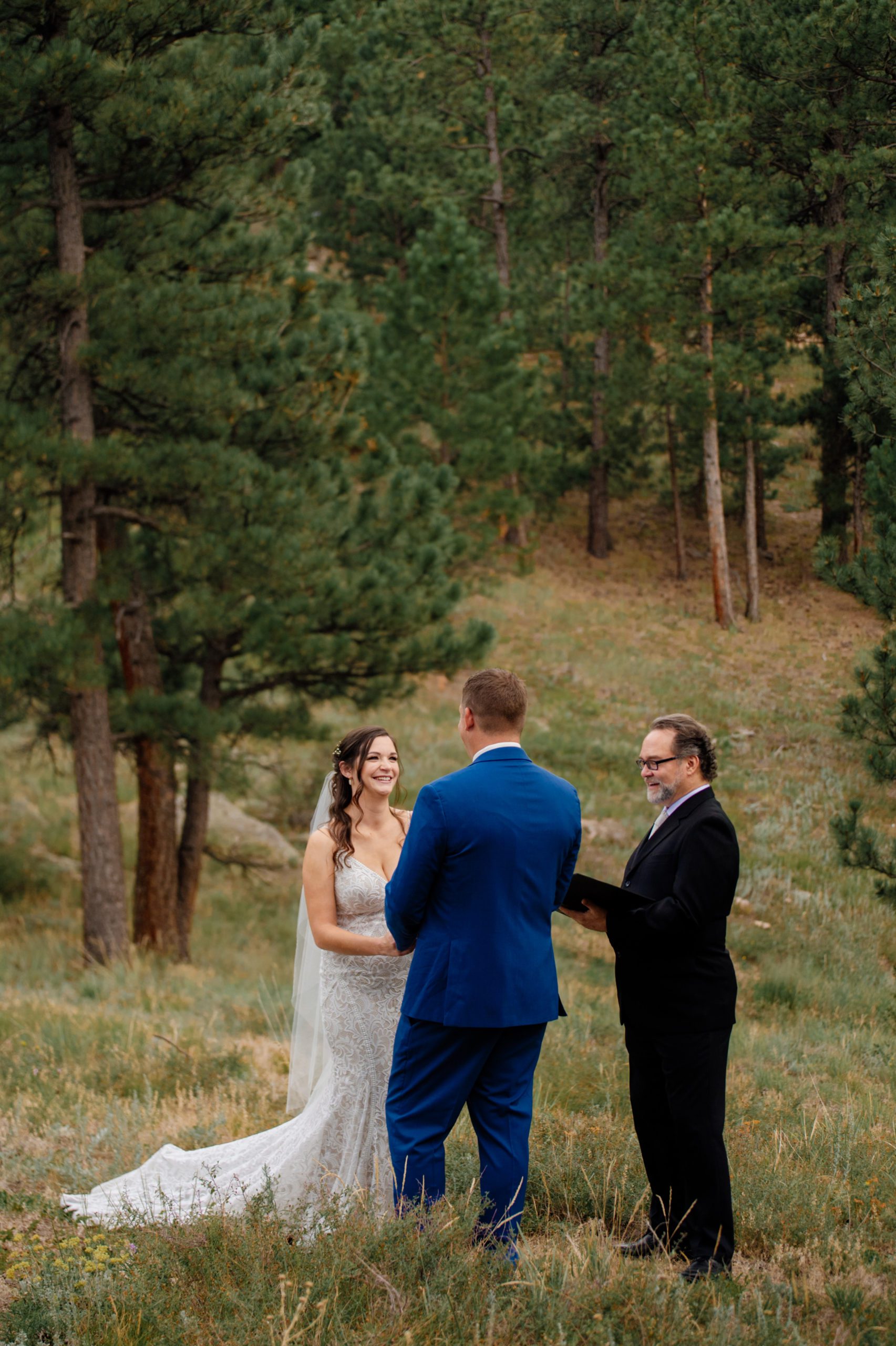 The bride looking lovingly at her groom during their Artist Point elopement. 