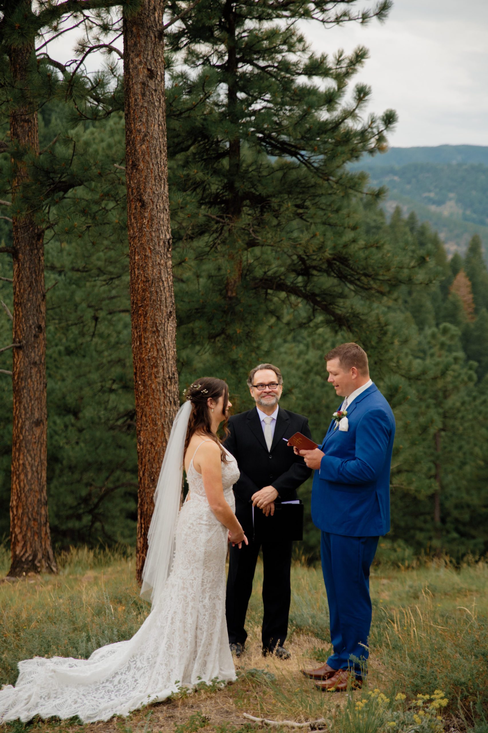 The groom shares his vows during their Artist Point elopement ceremony. 