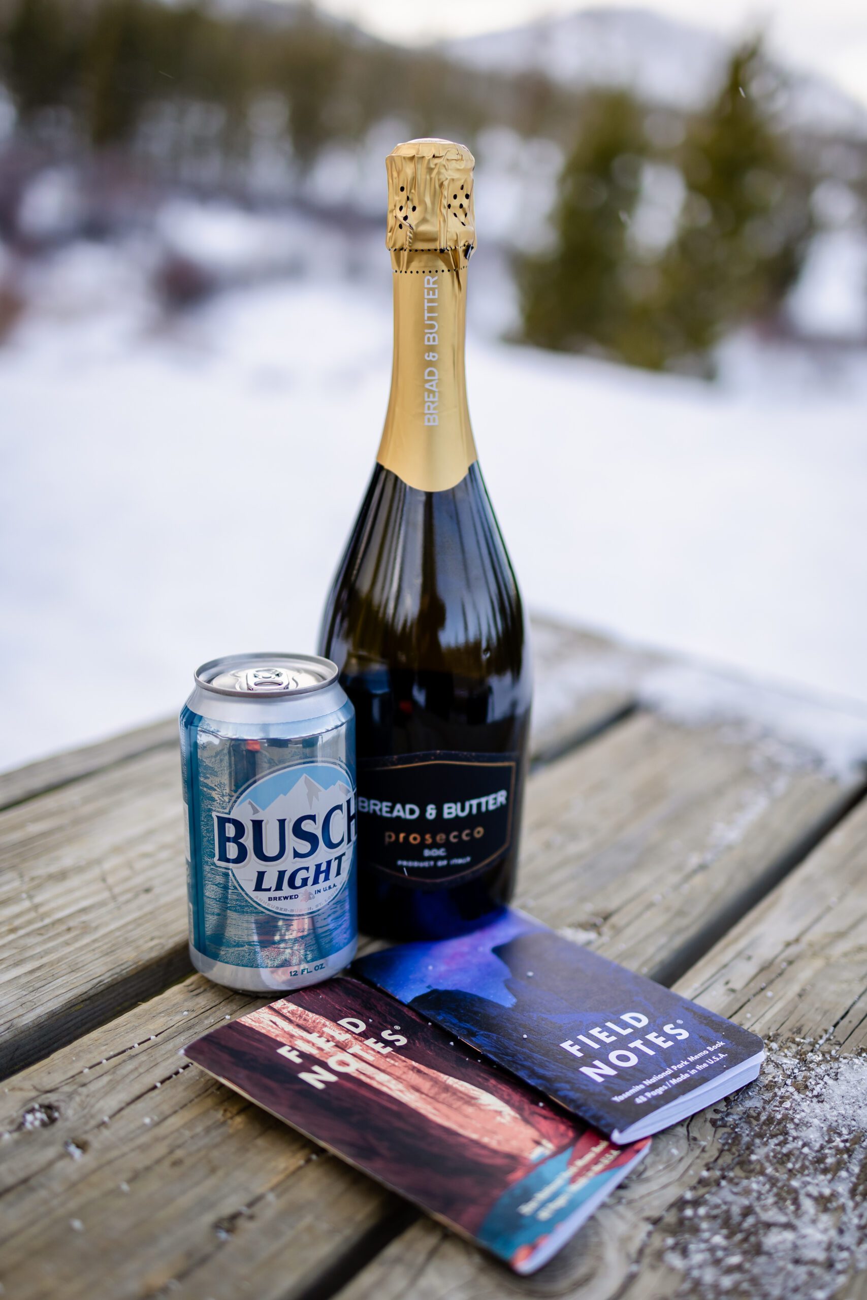 A busch light and some champagne to celebrate at the Winter Park elopement. 