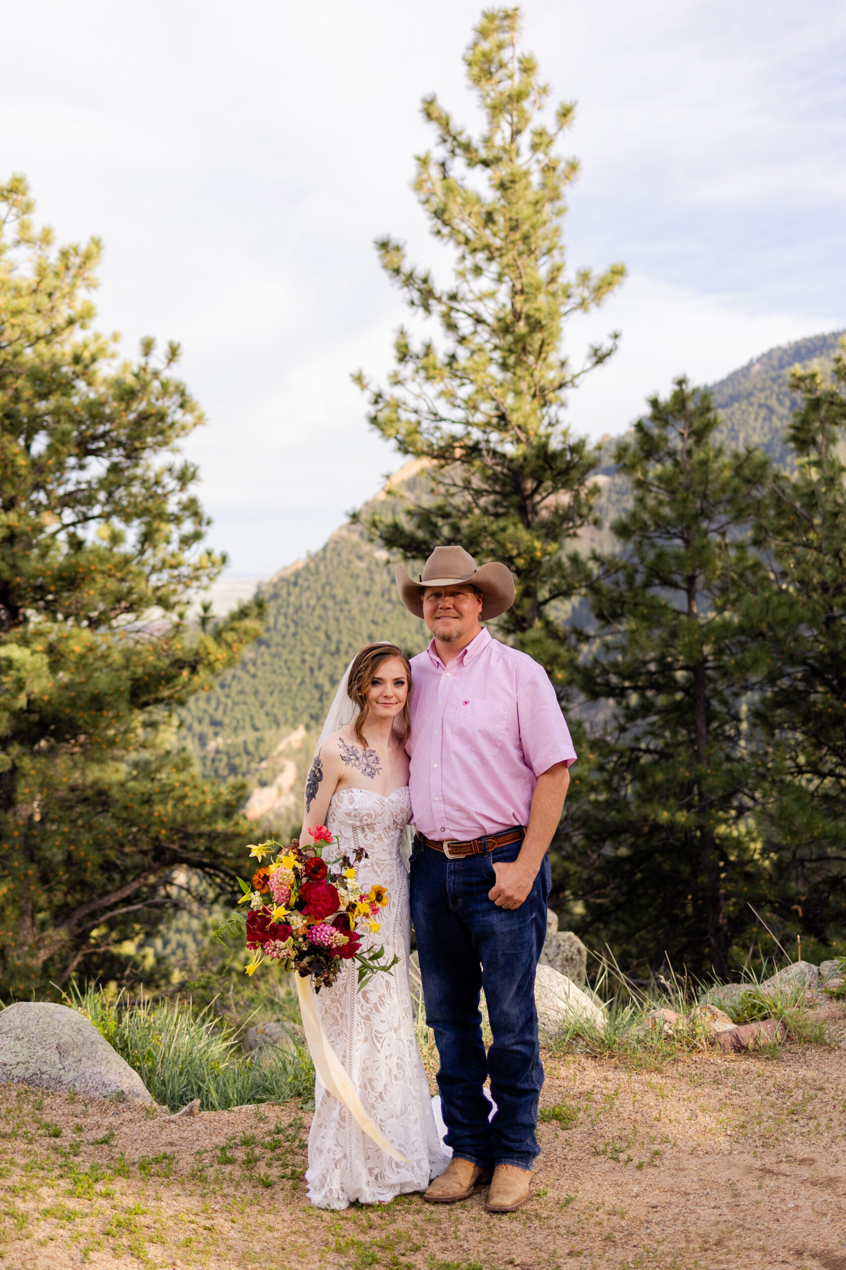 The bride and her Dad after her Sunrise Amphitheater elopement ceremony. 