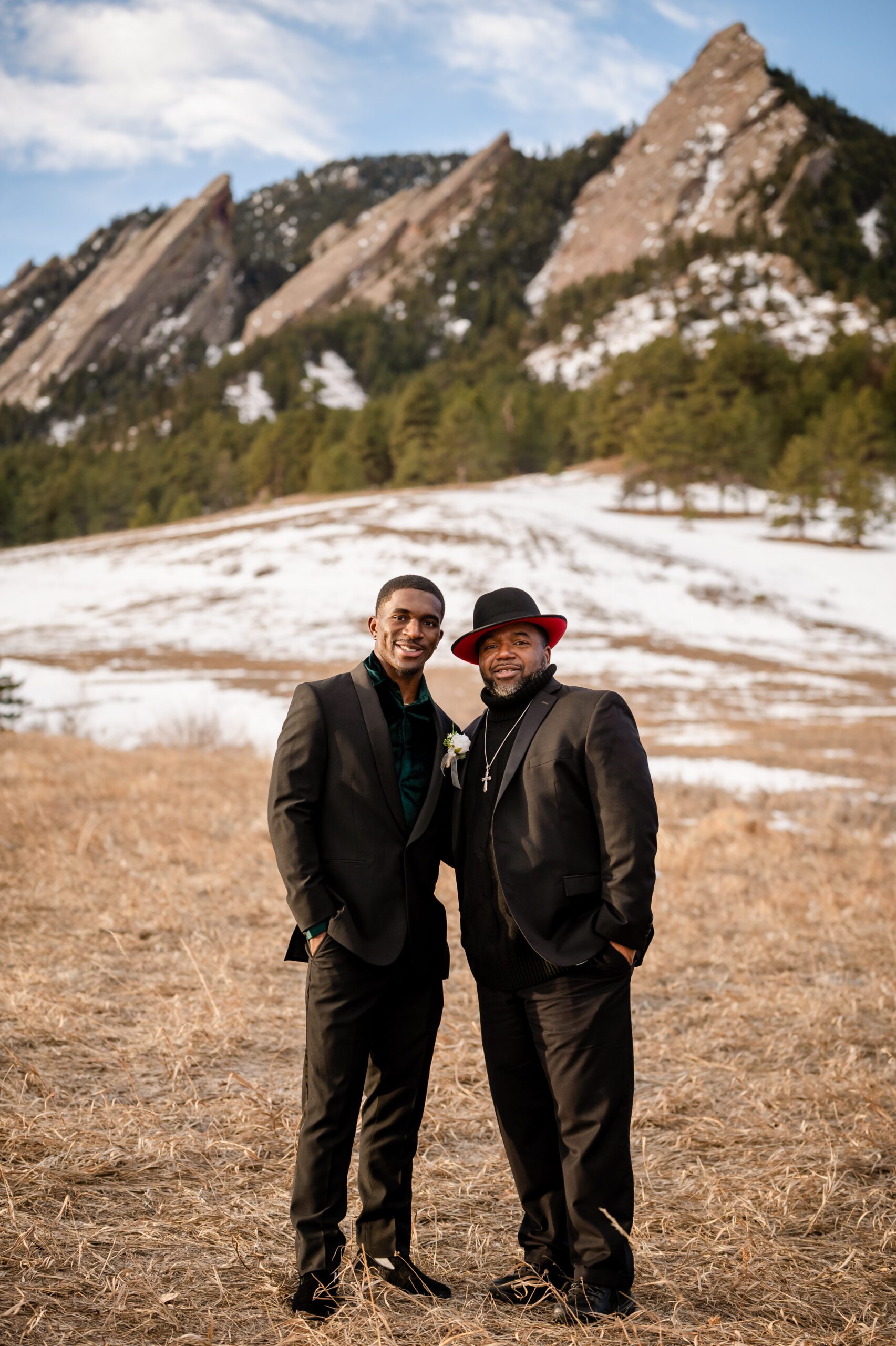 The groom and his father after the grooms Chautauqua Trail elopement.
