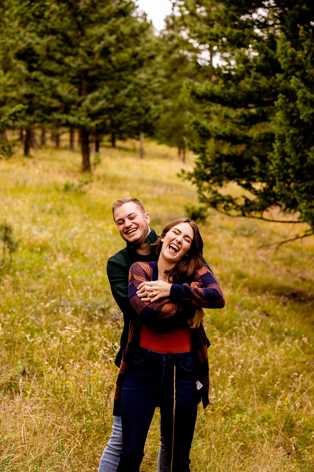 Hiking engagement photos on Boulder OSMP trail