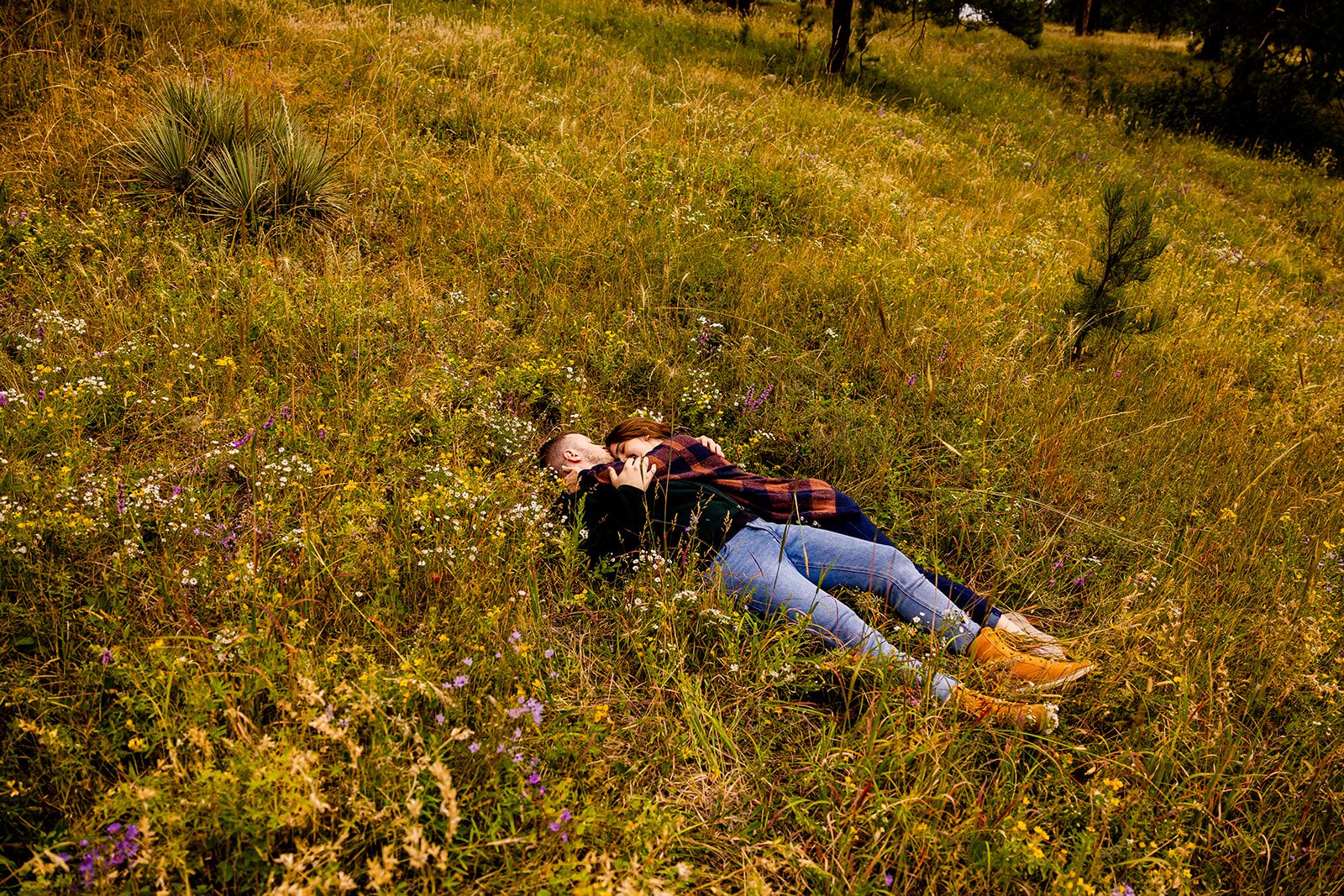 Wildflower engagement photos in Colorado