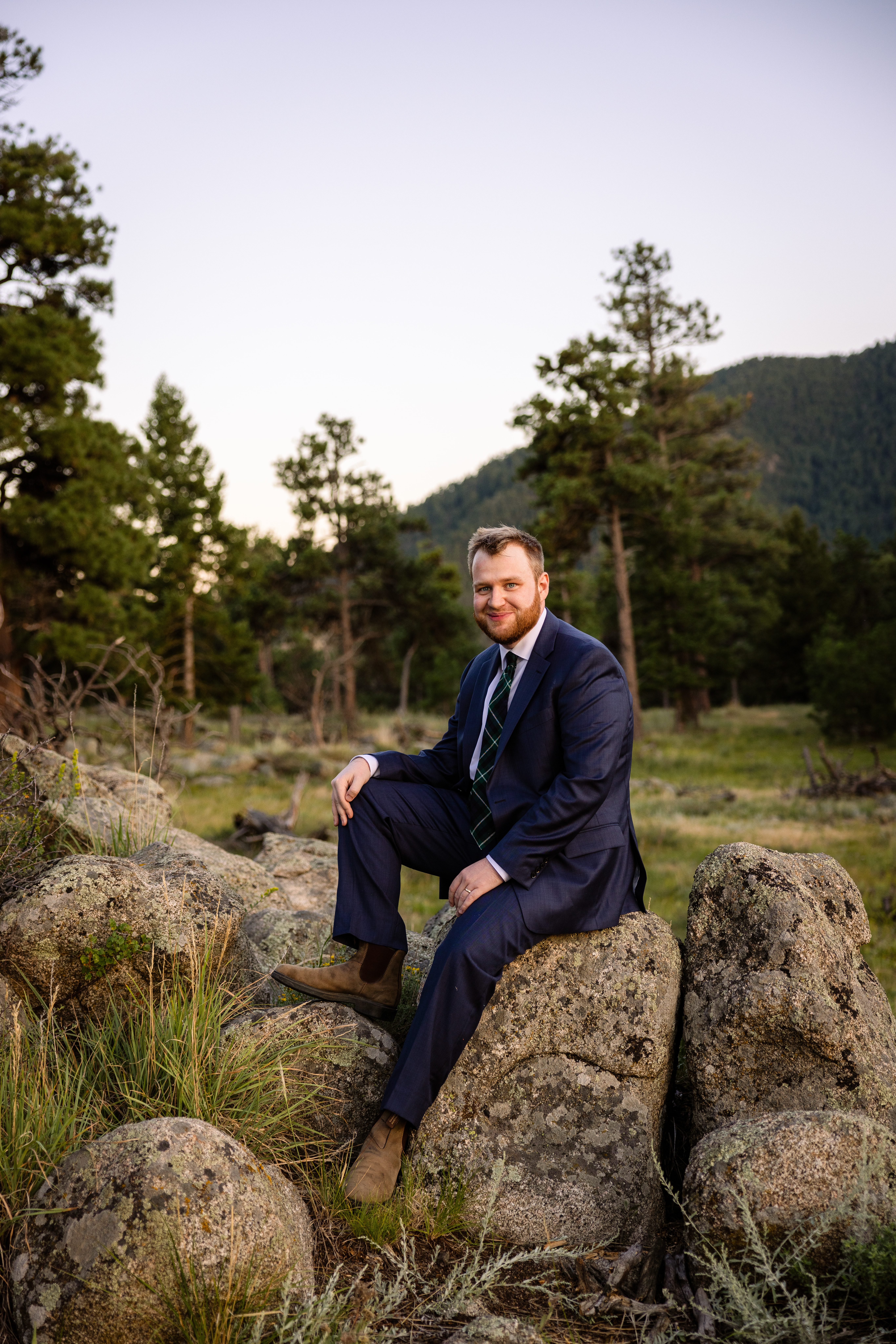 A shot of the groom after their Sunrise Amphitheater wedding.