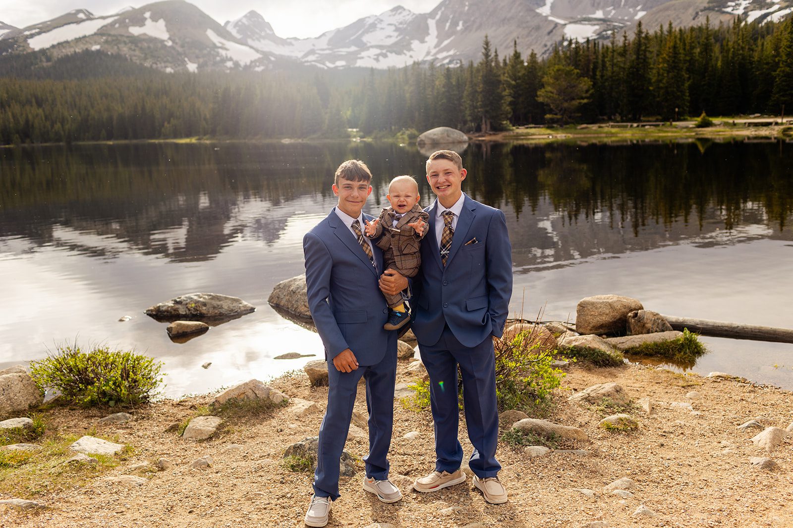 The bride and grooms sons at Brainard Lake.