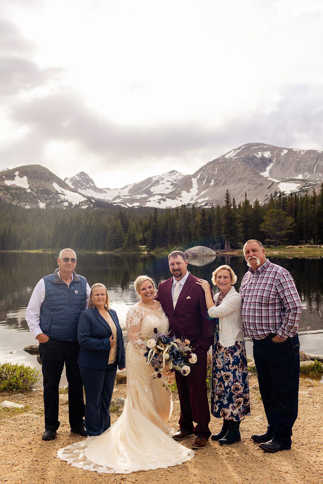 A family photo after the wedding at Brainard Lake.
