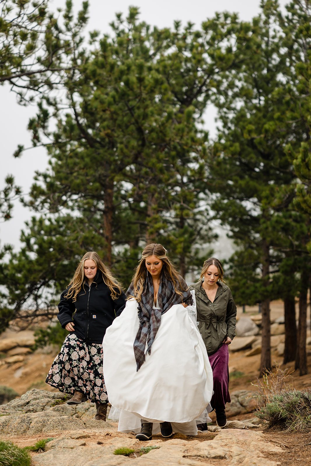 Wedding first look at 3M Curve in Rocky Mountain National Park Estes Park Colorado Elopement
