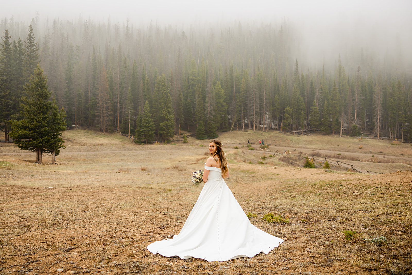 Bridal portrait at Estes Park Colorado Hidden Valley Elopement in Rocky Mountain National Park