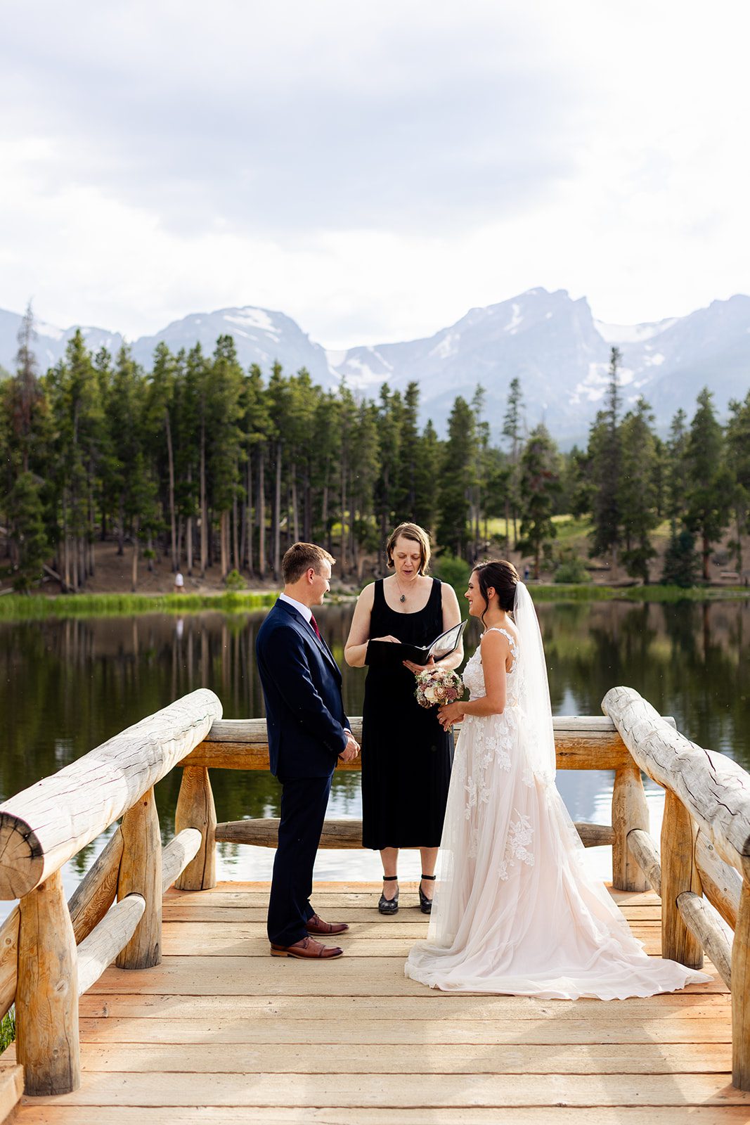 Bride and Groom during their Summer elopement at Sprague Lake