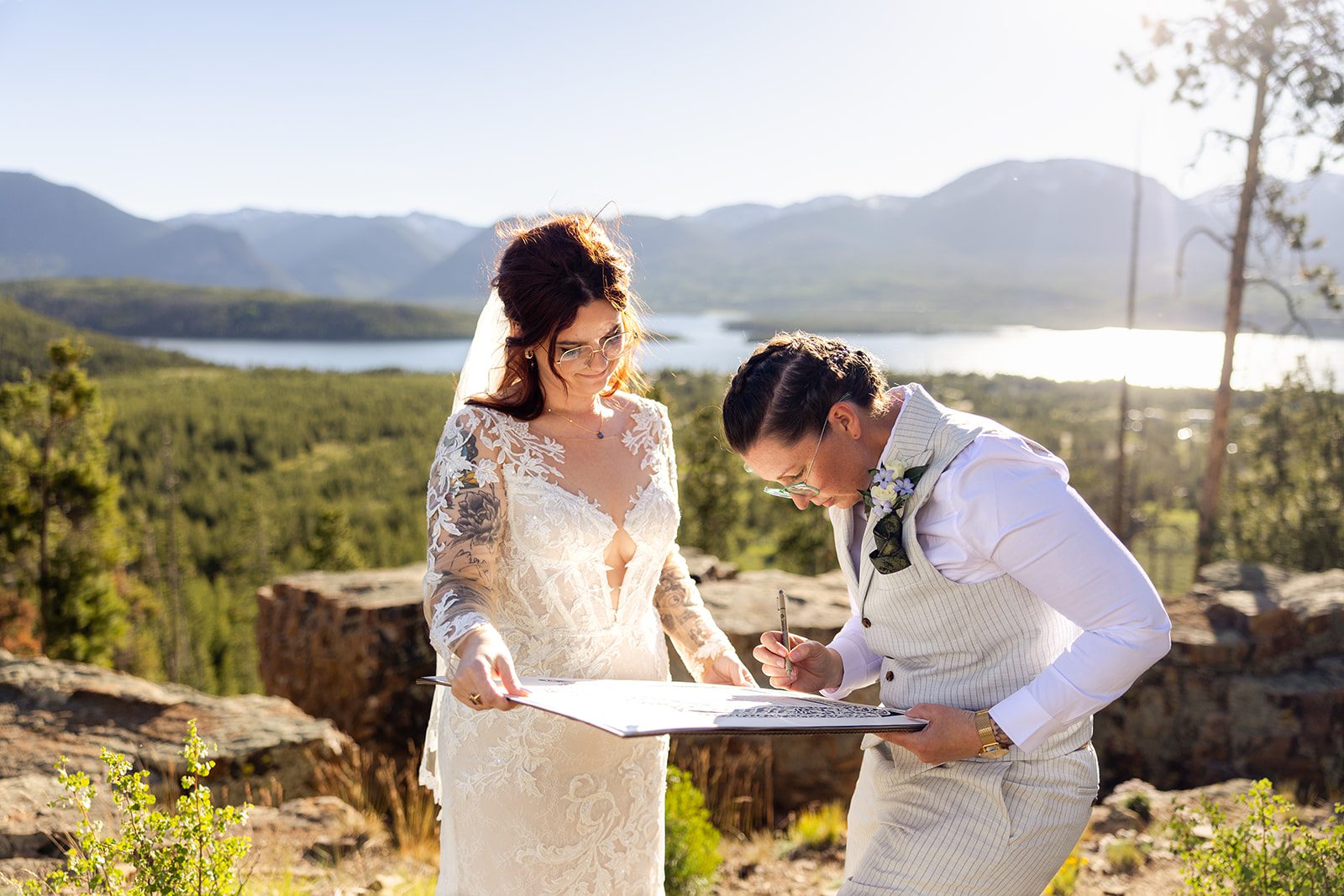 Jewish tradition during  Summit County Elopement signing the Ketubah 