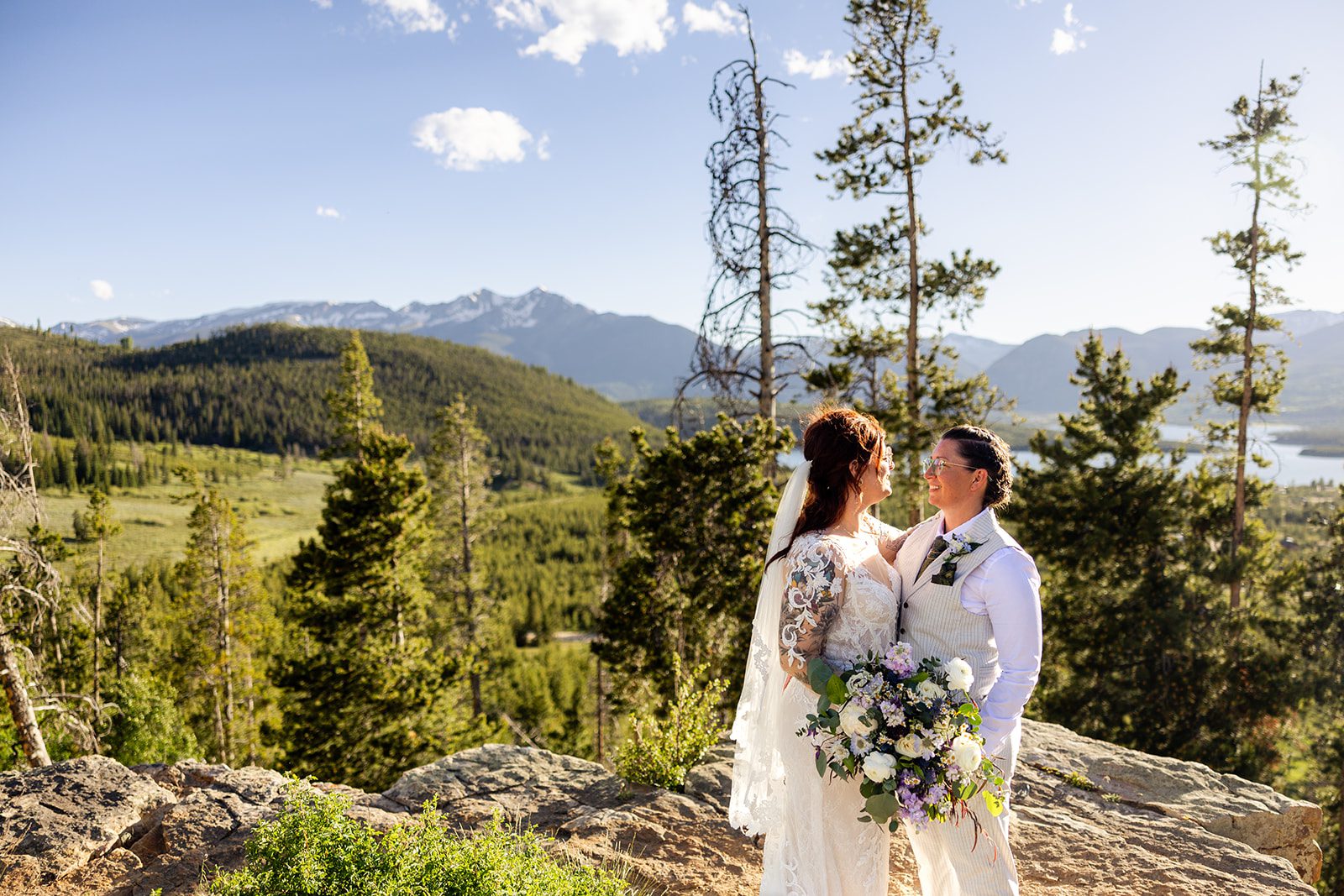 Summit County Elopement with LBGTQ couple at sunset. 