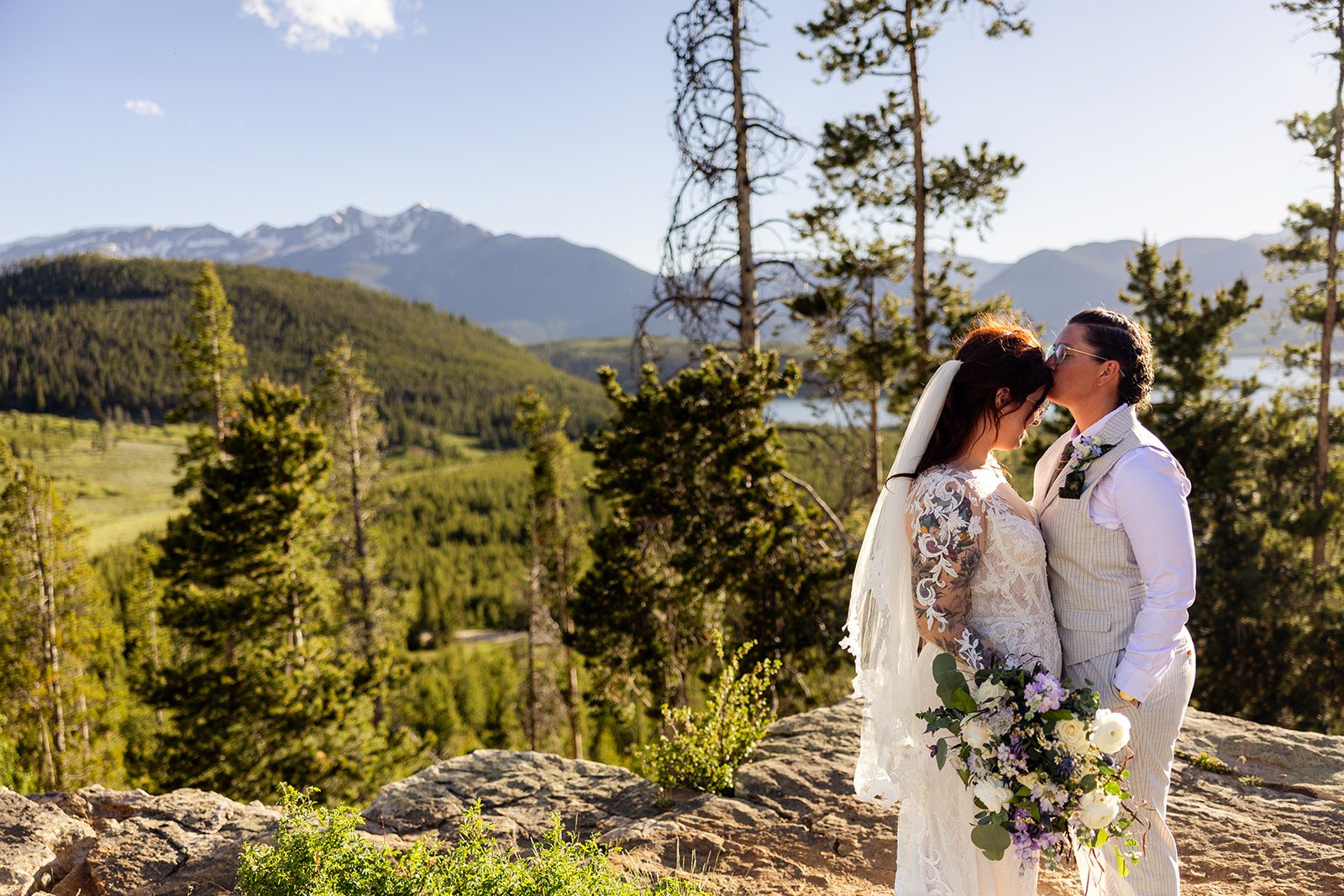 Summit County Elopement couple at sunset. 