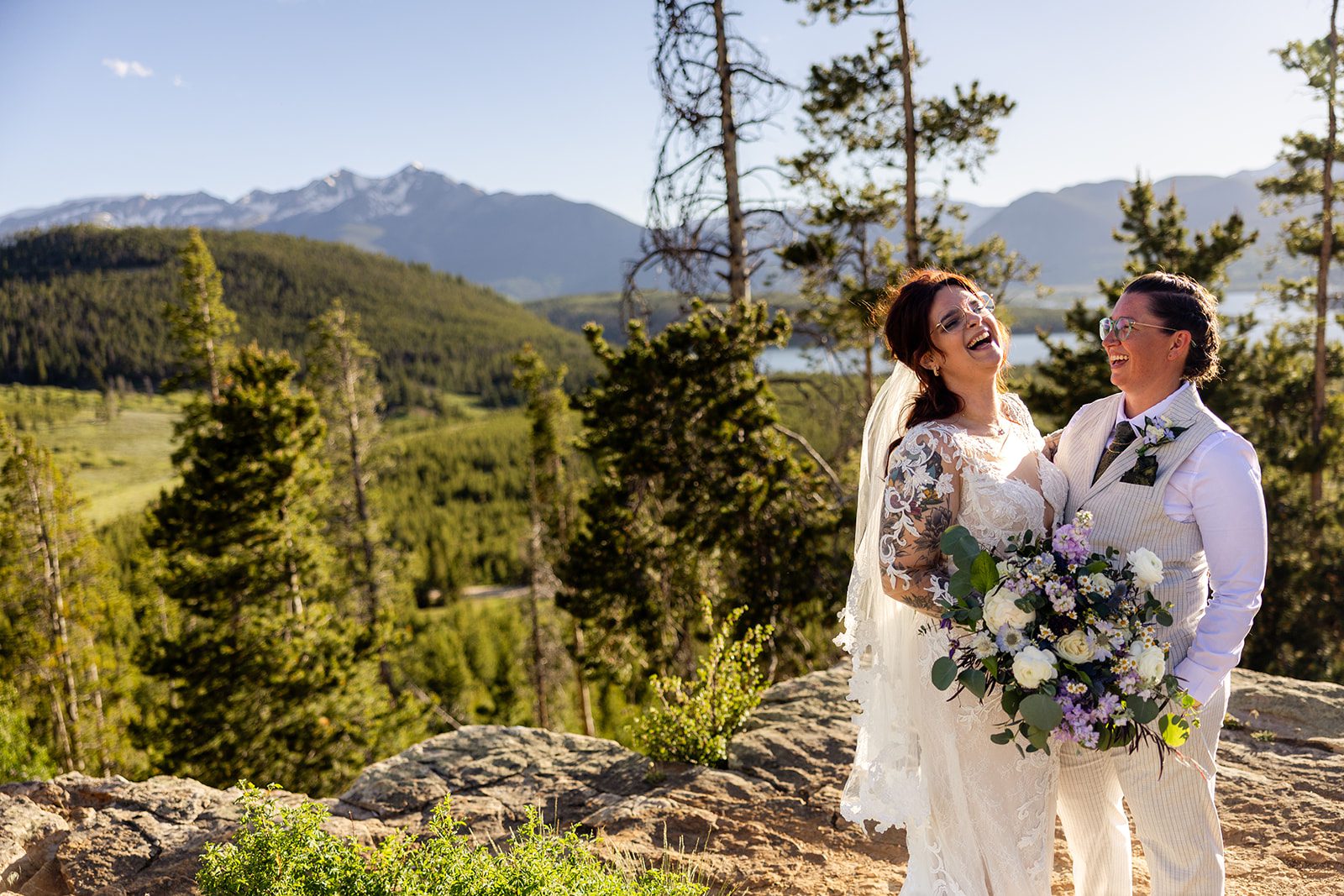 couple laughing after their Summit County Elopement