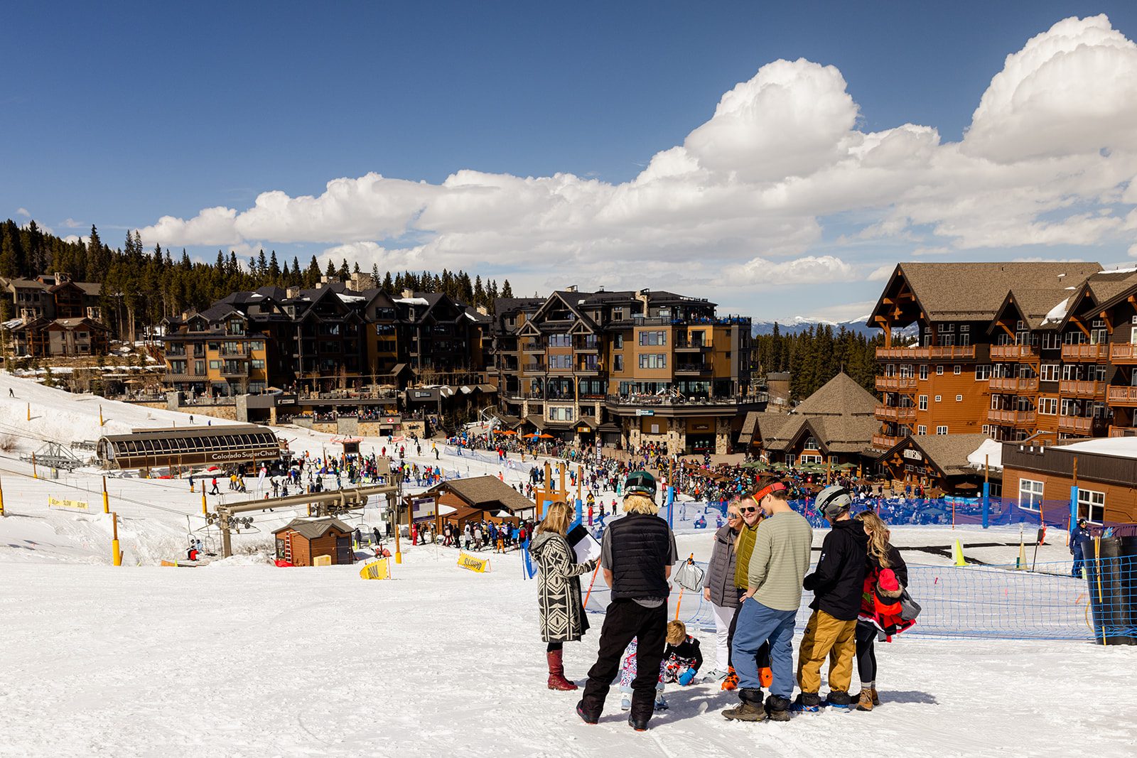 Breckenridge ski resort with family during bride and grooms annual vow renewal.