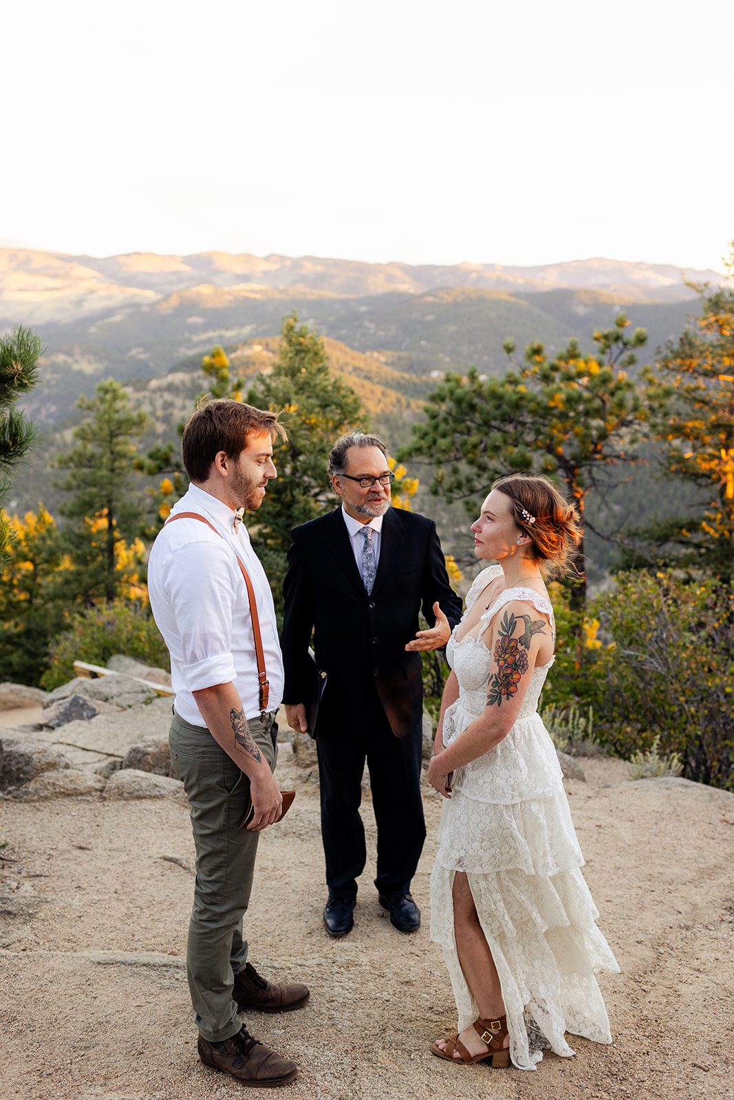 officiant guiding Sunrise Elopement ceremony at Artist Point