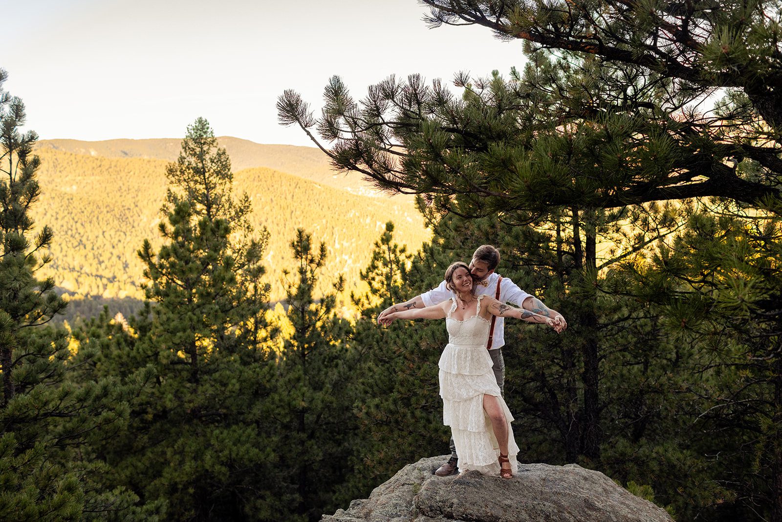 bridal portraits at sunrise for elopement at Artist Point.