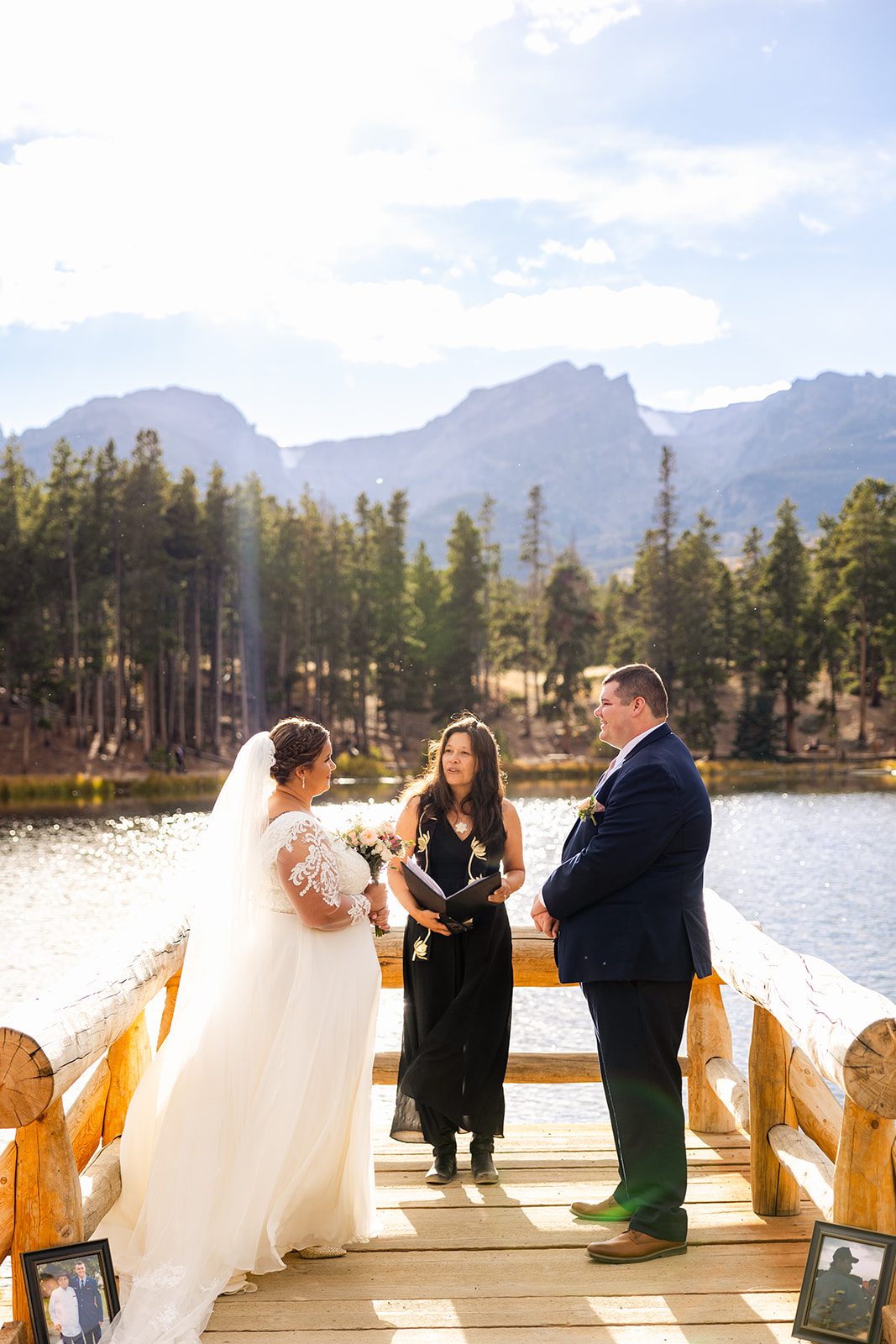 a gorgeous day in rocky mountain national park for a Fall elopement ceremony at Sprague Lake. 